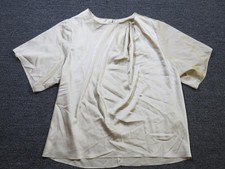 Banana Republic Blouse Womens Medium White Pleated Short Sleeve Crew Neck Top