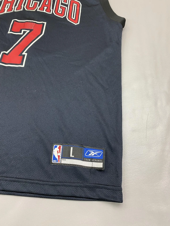 Chicago Bulls Jersey Mens Large Black NBA Basketball Ben Gordon 7 Reebok - Image 2 of 4