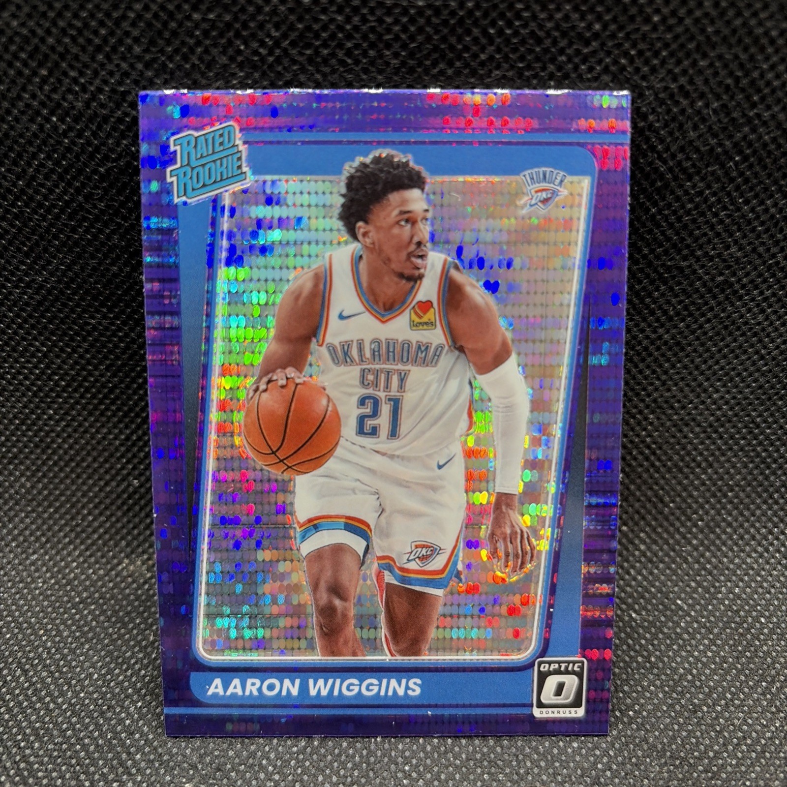 2021-22 Donruss Optic Aaron Wiggins Purple Pulsar Prizm Rated Rookie Thunder