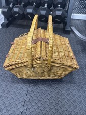 Wicker Vintage Picnic Basket w/Leather Closur...