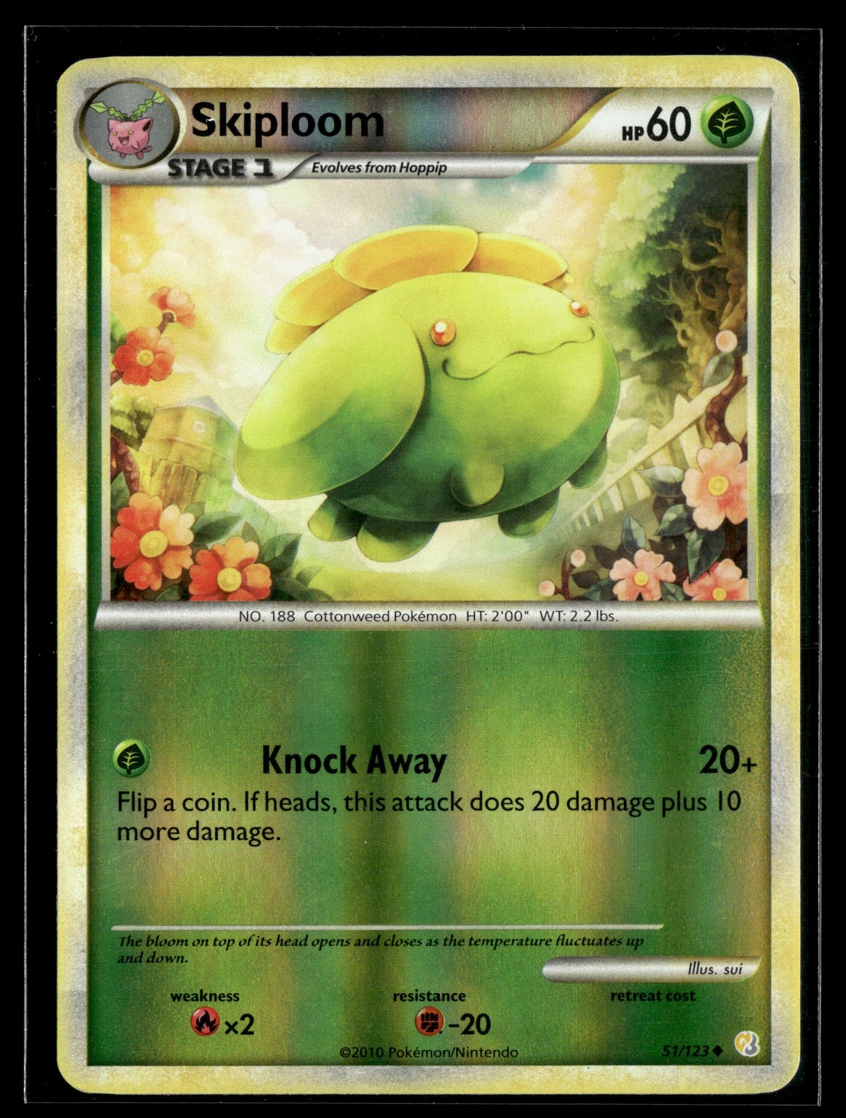 Skiploom 51/123 HeartGold & SoulSilver Reverse Holo Uncommon Pokemon