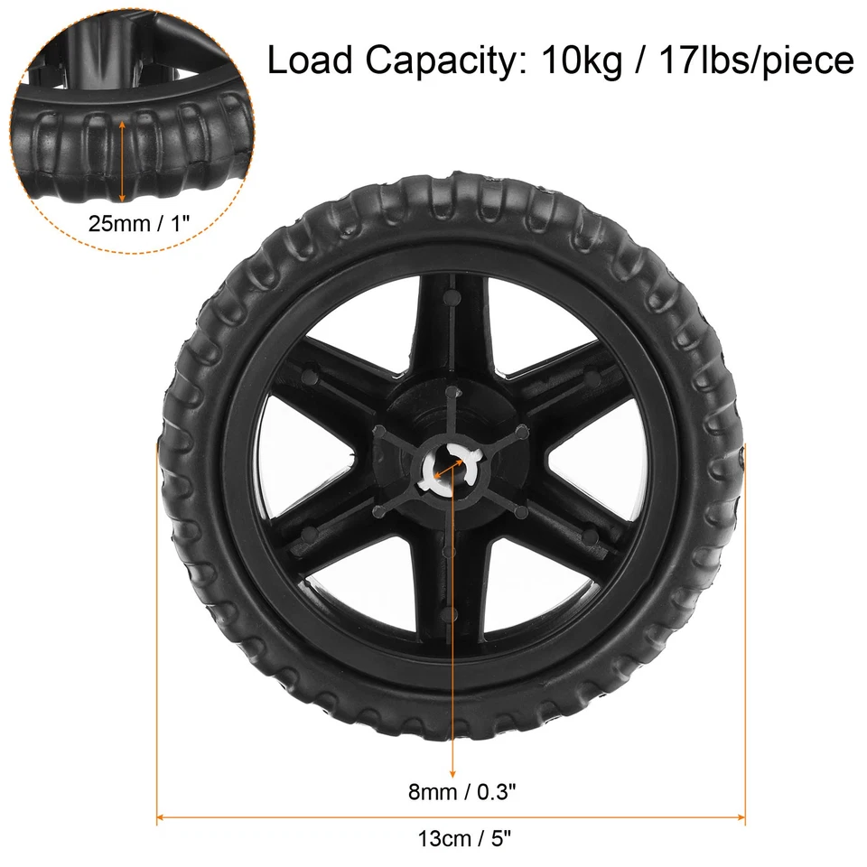 4Pack Shopping Cart Wheels Replacement 5" Rubber Foaming Wheel Repair Black - image 2 of 4