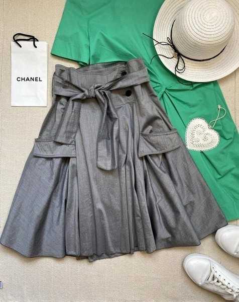 Women Giorgio Armani Skirt Grey Cotton M