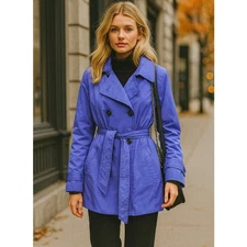 Vintage G.E.T Trench Coat Belted Rain Jacket Shell Purple Large Utility Gorpcore