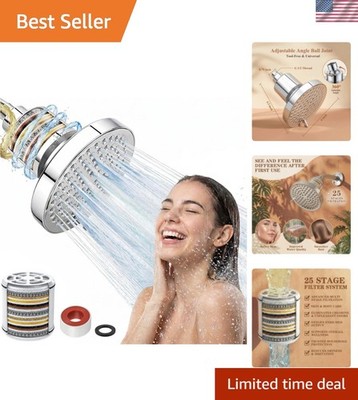 Filtered Shower Head for Hard Water - 25-Stage Shower Filter Nurtures Skin & ...