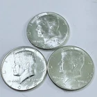 1964 Kennedy Half Dollar Lot Of 3 - 90% Silver AU and MS CONDITION #8598