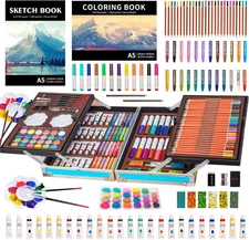 Deluxe Art Supplies Kit for Kids, Boys, Girls, Teens, Ages 5-12, with Sketch Pad