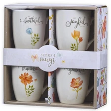 Ceramic Coffee or Tea Mug Set for Women, Be Grateful, Faithful, Thankful, Joy 