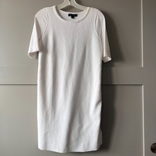 ANN TAYLOR Shift Dress Women Small White Eyelet Cotton Short Sleeve Neutral