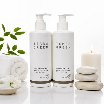 Terra Green White Tea Moisturizer Lotion 12.8 fl oz Pump Bottles 2-Pack NEW