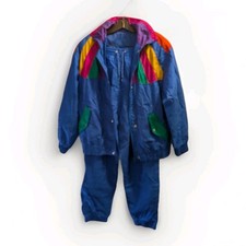 Vintage 90s Windbreaker Outfit Pants and Jacket Size Large Multicolored Retro