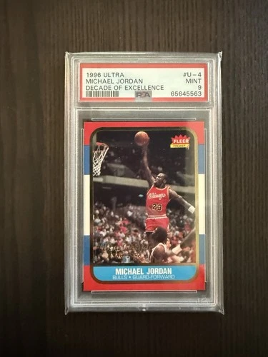 1996-97 Fleer Ultra Michael Jordan Decade of Excellence U-4 Insert PSA 9