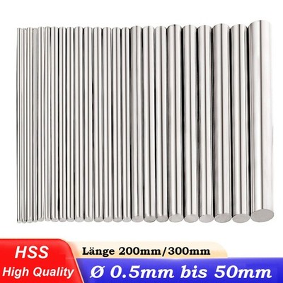 Ø 1mm-50mm HSS Stahl Rundstab Blankstahl Stabstahl Rundprofil 200mm/300mm Länge
