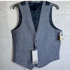 Bar III Men's Slim-Fit White 100 Linen Suit Vest blue Medium 115