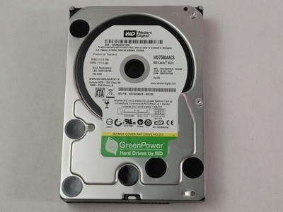 Lot of 2 Western Digital WD Caviar Green WD7500AACS 750GB 3.5'' SATA II Hard