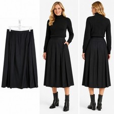 Vintage Skirt Pleated Italy Midi Wool Dark Academia Quiet Luxury Corporate Goth