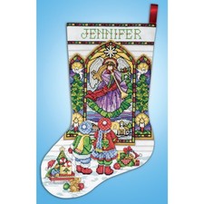 Design Works counted cross stitch kit "Stocking Stained Glass", 43x30cm