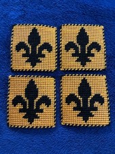 Needlepoint Saints/Black & Gold Coasters