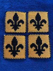 Needlepoint Saints/Black & Gold Coasters