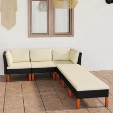 Garden Lounge Set Black, Cream white