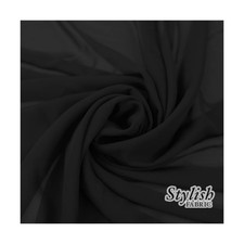 58" Black Solid Color Sheer Chiffon Fabric by The Bolt - 50 Yards