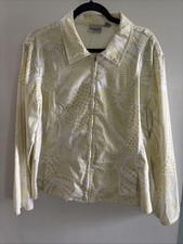 Chico's Women's, Zip Up Jacket, Chartreuse Polka Dot, Size 3  E2 
