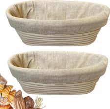 10 Inch Oval Bread Banneton Proofing Basket Set of 2, Sourdough Proofing Basket