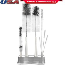 8pcs Bottle Brush Set W/ Stand Long Tube Spout Multi Size Straw Cleaners New