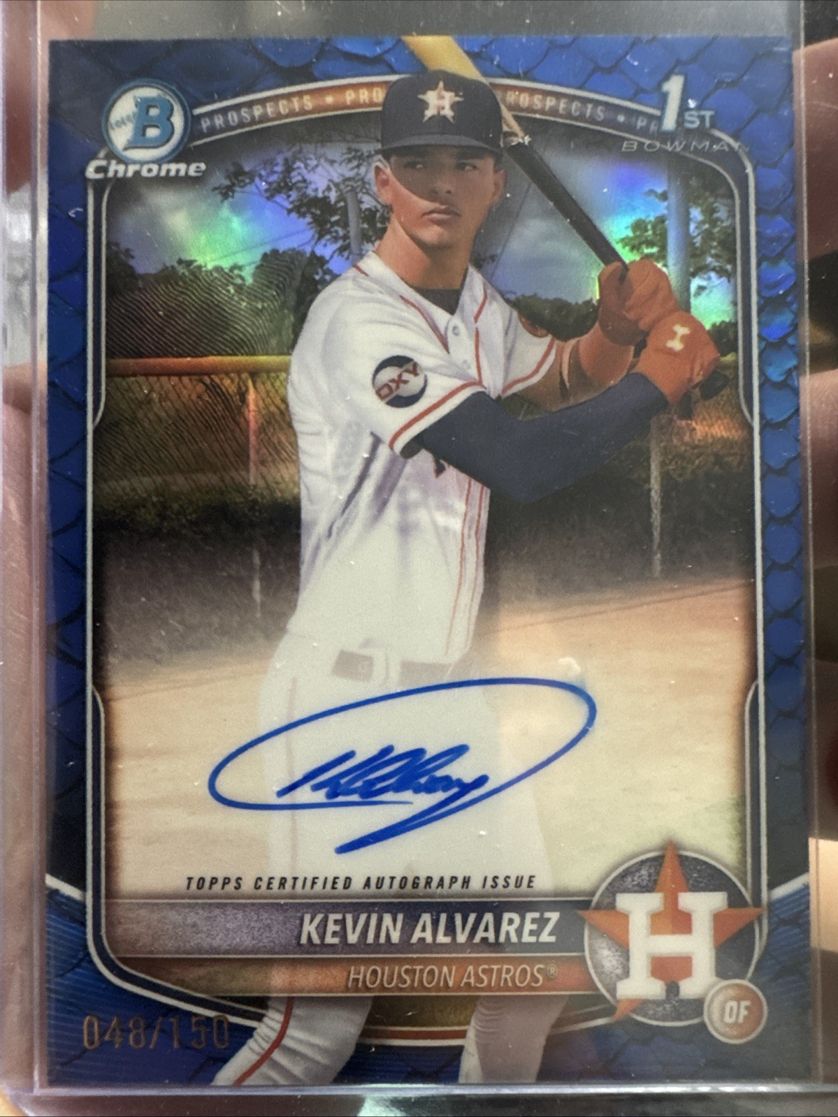 2025 Bowman Chrome Kevin Alvarez #CPA-KA 1st Bowman Auto Blue Reptilian /150