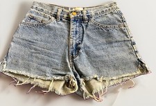 Moda International Denim Cutoff Shorts Womens 2 High Rise Frayed Hem USA Made