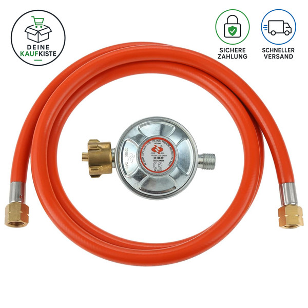 "Gasregler Druckminderer 50Mbar Gasschlauch 150Cm 1/4\" Linkegewinde FüR Grill"-image