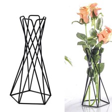 Iron Art Flower Vase Geometric Black Metal Dry Flowers Arrangement Bouquet