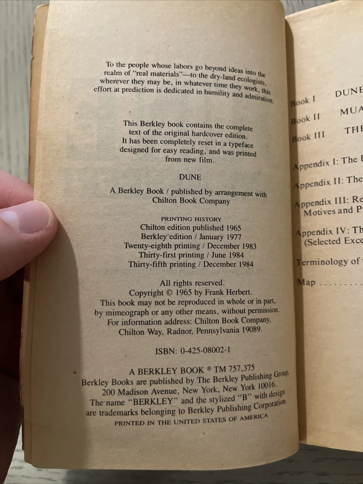 Dune by Frank Herbert 1984 Berkley Paperback – Classic Sci-Fi Novel - Image 4 of 4