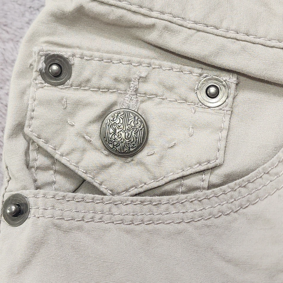 Calvin Klein Pants Womens 4P PETITE Tan Khaki Convertible Roll Tab Straight Leg - Image 3 of 4