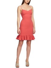 1. STATE Womens Body Con Short Dress Pink Spaghetti Strap V Neck Evening 10