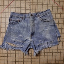 Vintage Levi's Cut Off Blue Denim Jean Shorts Made In USA 31 X 5
