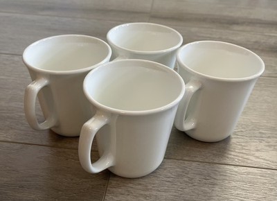 (LOT OF 4) Corning Corelle Winter Frost 8 oz Coffee Cups Mugs D Handle USA White