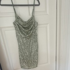 Windsor  Sequin Cowl Neck Strappy Bodycon Mini Dress, Green, Women’s Size S