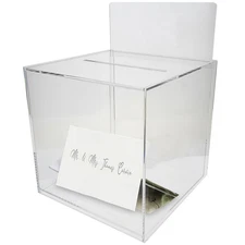 OnDisplay 10" Luxe Acrylic Clear Wedding Card Box w/Hinged Lid - Gift/Money Box