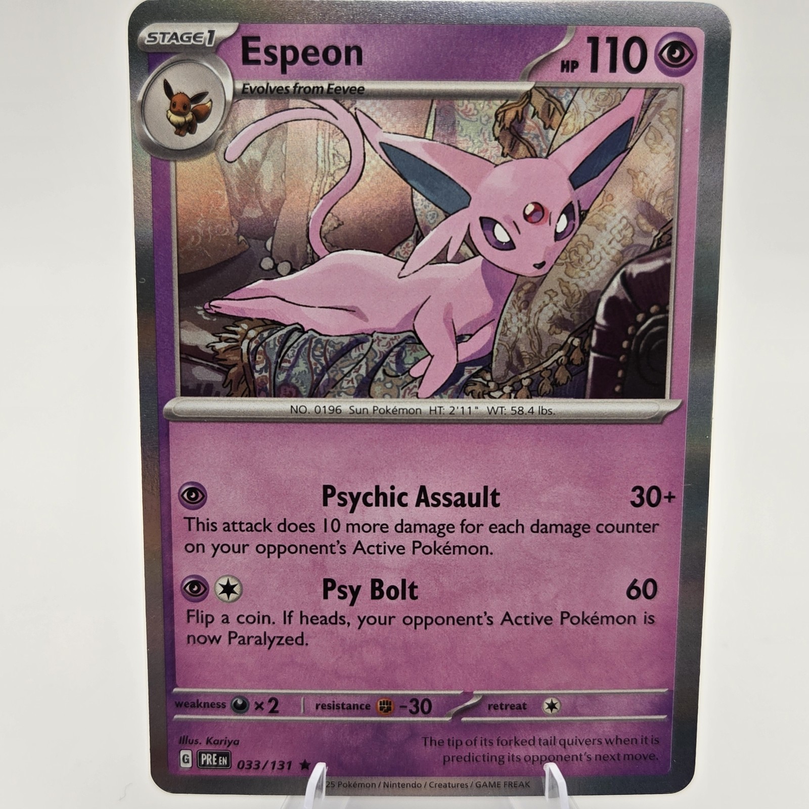 Espeon 033/131 Rare Holo – Prismatic Evolution PRE EN – Reg G – NM