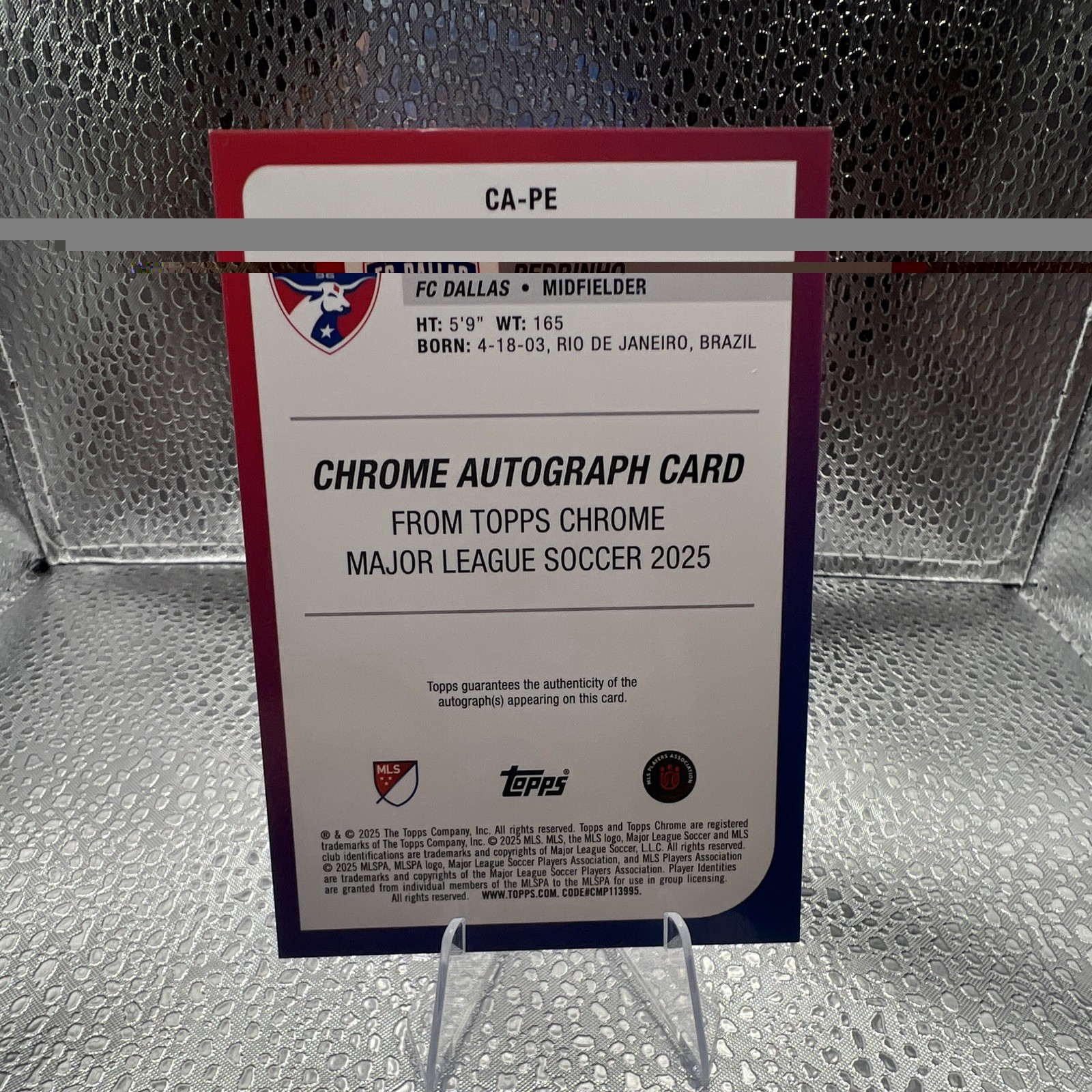 Topps 2025 Topps Chrome MLS Pedrinho RC Auto Autographs #CA-PE /150 FC Dallas view 2