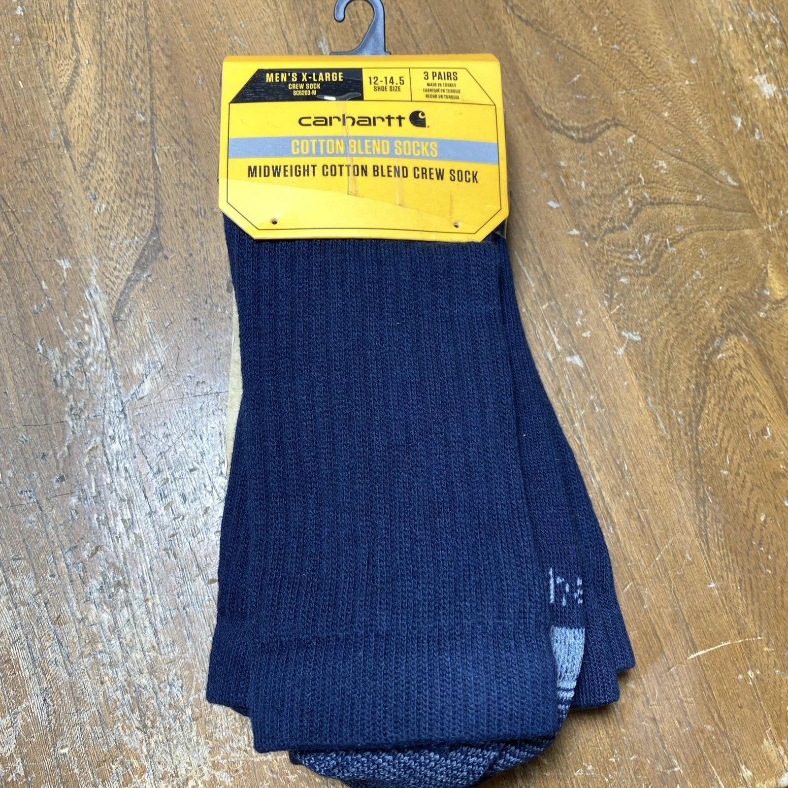 Carhartt Mens Socks 3 Pack All Season Midweight Cotton Crew Work Sz XL 12-14.5