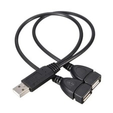 2Pack USB 2.0 Male To 2 Dual Female Jack Y Splitter Hub Power Cord Adapter Cable