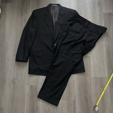 Hickey Freeman Loro Piana Tasmanian Super 120 s Gray Pin Stripe Suit 46R