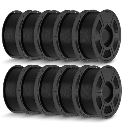 JAYO 10KG PLA Black 3D Printer Filament 1.75mm 1.1KG/Roll No Bubble Neatly Wound