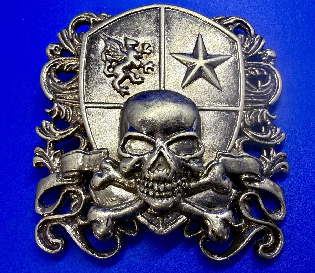 Coat of Arms Skull And Cross Bones Star Raised 3D Gothic  display picture 2