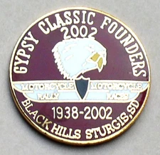 STURGIS JACKPINE GYPSY CLASSIC FOUNDERS SOUTH DAKOTA 2002 RALLY HAT VEST PIN