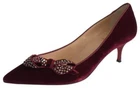 Christian Louboutin Pumps Burgundy Mlle Menule Pointy Toe  Velvet Shoes 34 NEW