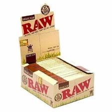 Raw King Size Slim Organic Hemp Rolling Papers Full Box of 50 Packs-Free shippin
