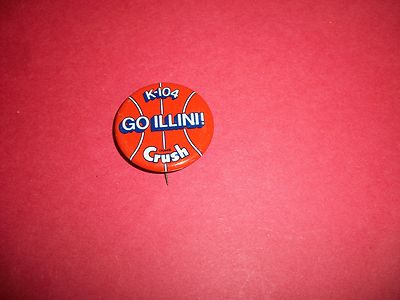 GO ILLINI PIN - K-104 & ORANGE CRUSH - RARE